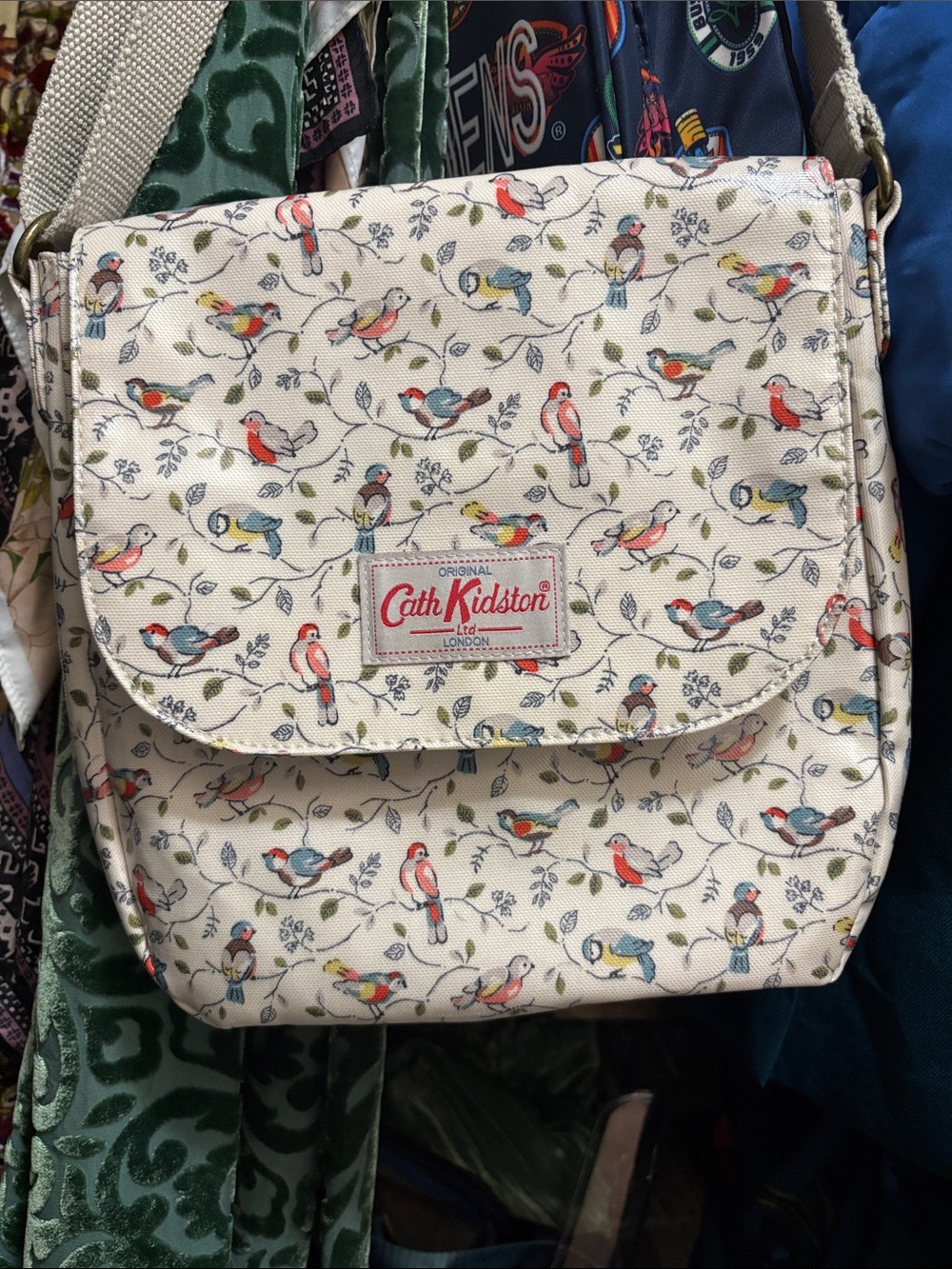 Cath Kidston Cream Crossbody with Multicolor Floral & Bird Print retro cute nerd